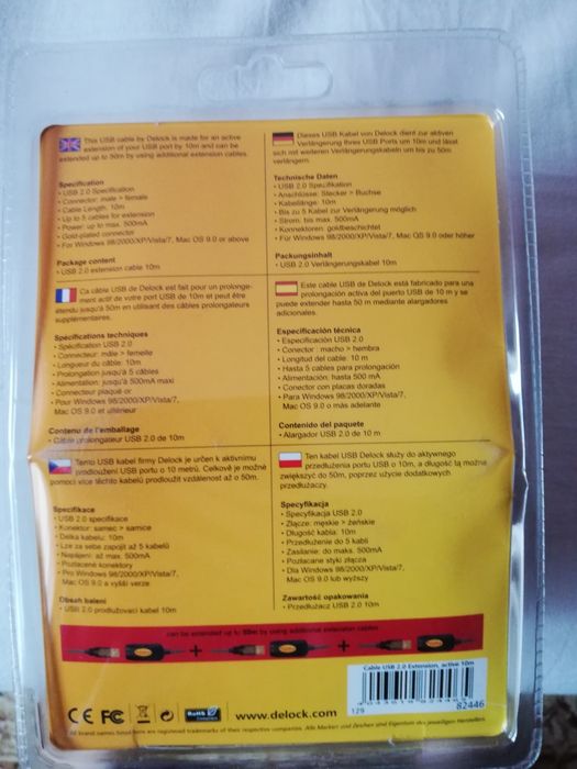 Cablu USB 2.0 activ prelungire 10m Delock nou sigilat