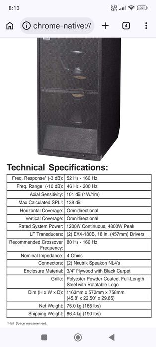Vând bași Electro Voice MTL1