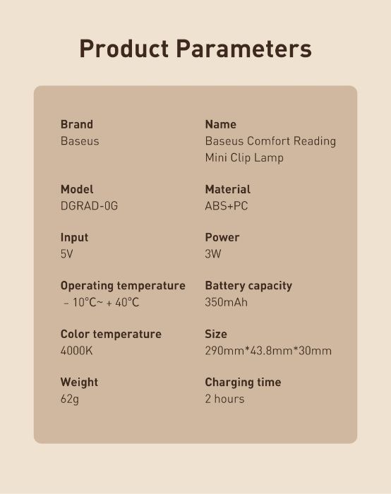 Baseus Беспроводная Настольная Лампа Dimmable Wireless Desk Lamp