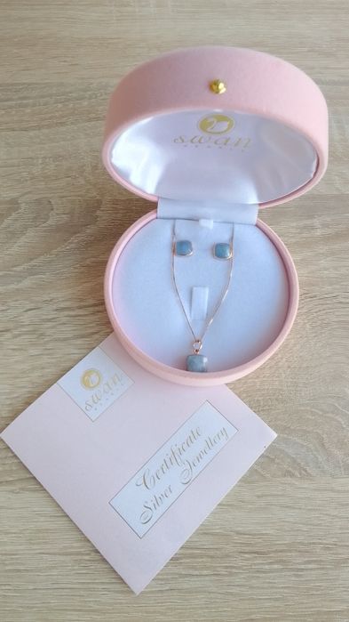 Сребърни обеци с Топаз/Цитрин/Лунен камък/Комплект с Аквамарин