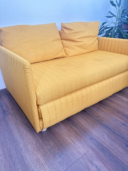 Canapea extensibilă galben muștar, 2 locuri