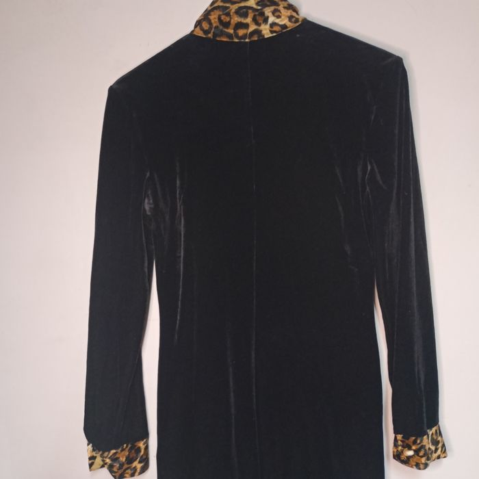 Rochie Vintage DJ din Catifea Neagră și detayAnimal Print – Mărimea M