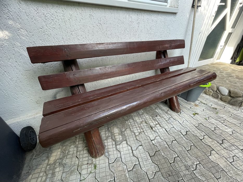 Set masa + 2 canape lemn masiv exterior / terasa / gradina