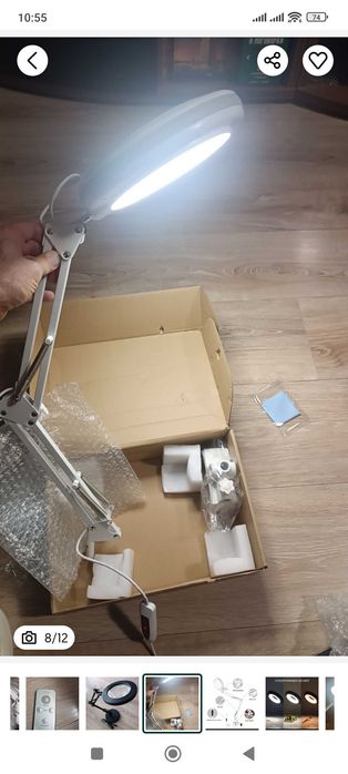 ЛЕД лампа за бюро с лупа. Козметична лампа с лупа
