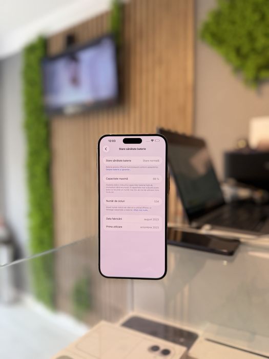 **ATS GSM**iPhone 15 Pro Max 256Gb/Baterie98%/Fact+Gar 12 luni