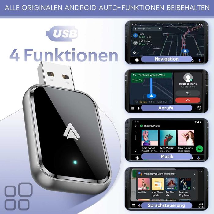 Adaptor Android wireless AIZEO,Plug & Play,compatibil mașini cu Android