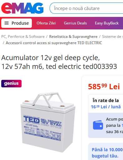 Acumulator Pb-GEL 5-260Ah pt UPS, alarme, camere, barci, fotovoltaice.