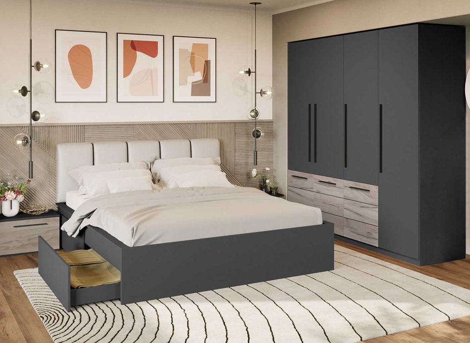 Set Dormitor Gri Noce C11 - Transport Gratuit in 4-10 zile