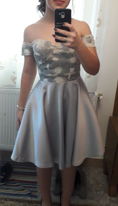 Rochie scurta argintie de evenimente