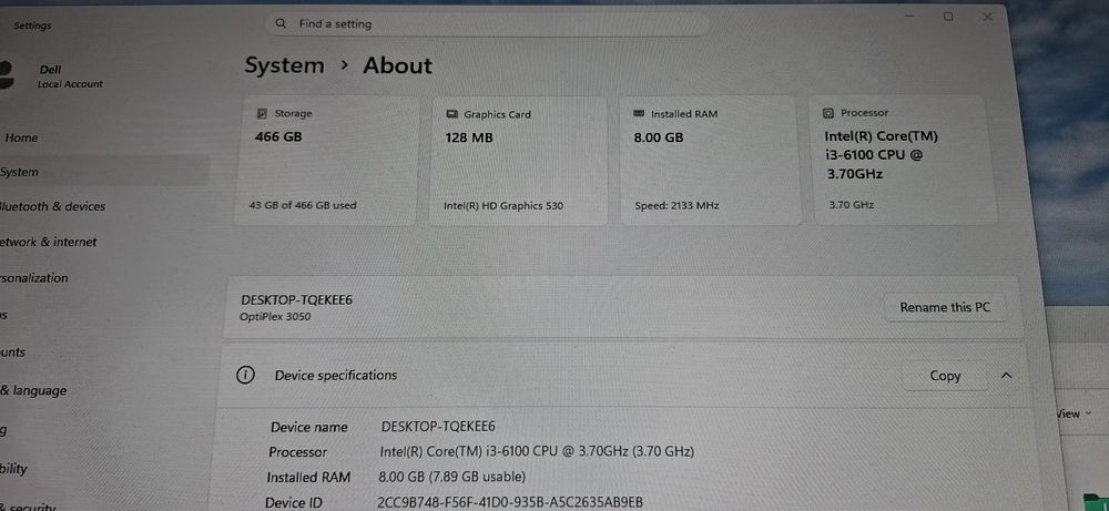 PC Dell Optiplex 3050 i3 6100