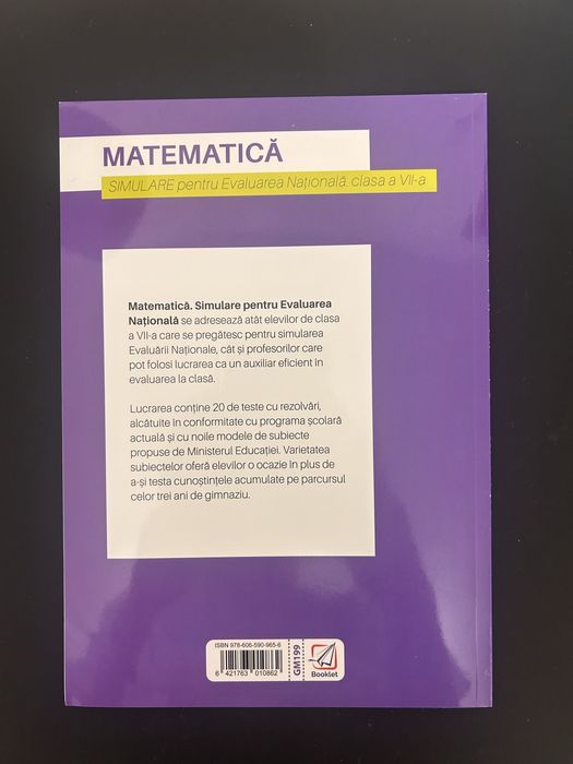 Culegere Matematica Clasa 7 Simulare Evaluare Nationala Editura Booklet