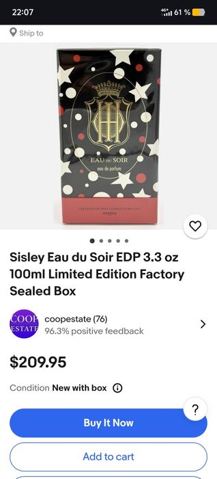 Продаются французские духи Sisley Eau du Soir limited edition