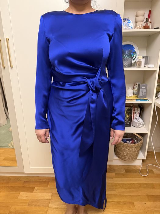 Синее Атласное платье Hayali