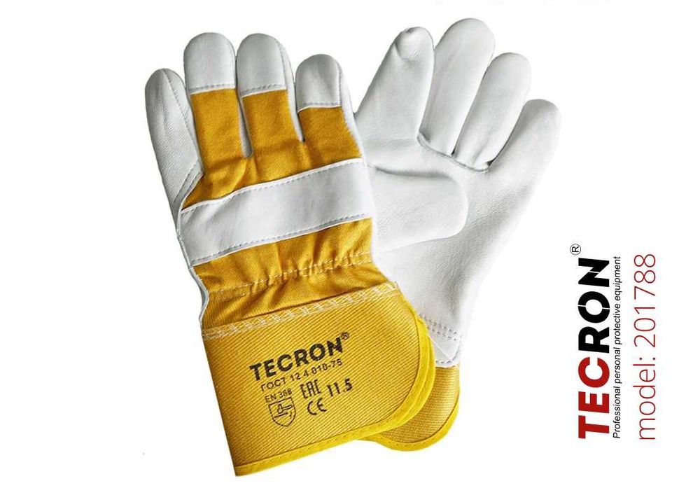 Перчатки рабочие комбинированные TECRON 2017 кожаные краги защитные