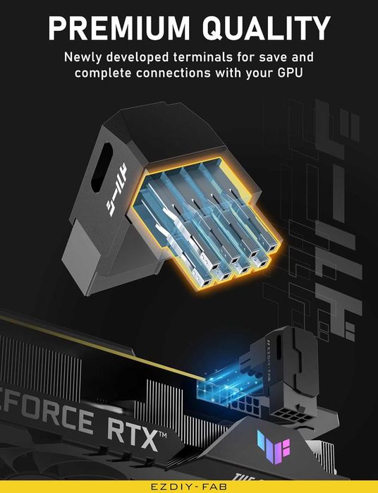 EZDIY-FAB Adaptor alimentare sursa PSU GPU PCIe 8 pini,90 grade,2 buc