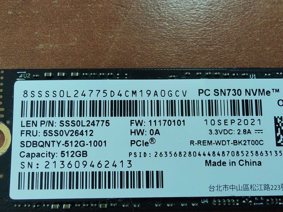SSD M.2 NVMe 512GB WD SanDisk PC SN730 high-speed laptop PC Western