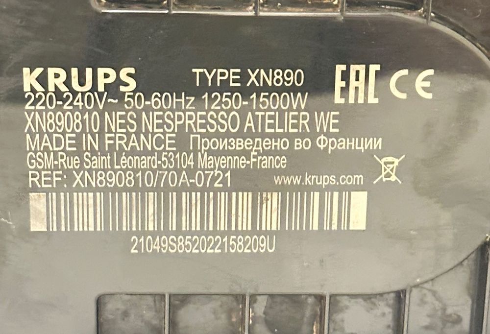 espressor Krups Atelier cu capsule Nespresso si spumare lapte