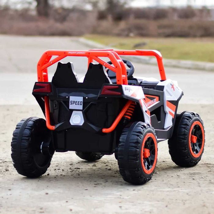 UTV electric Kinderauto RSR 4x 30w 12V cu roti moi, scaun tapitat RED