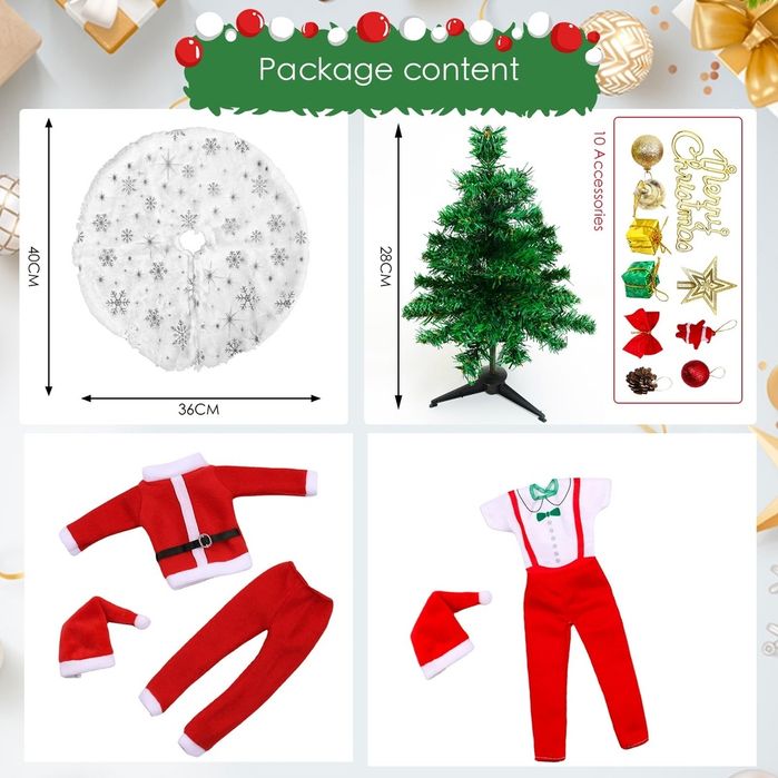 Set haine, accesorii, brad, papusi Barbie, Nou