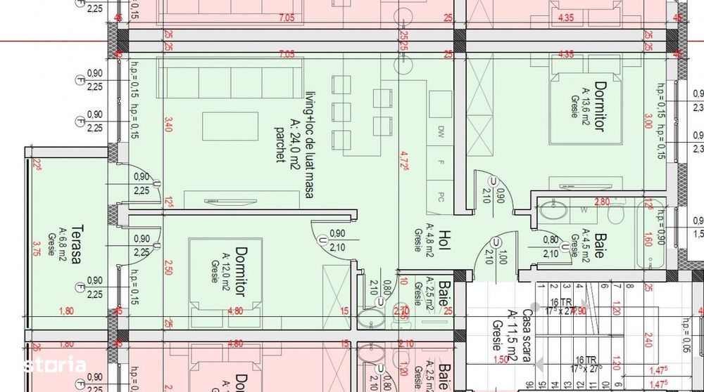 Apartament 3 camere 62mp etaj 1 cartier Davinci Cristian