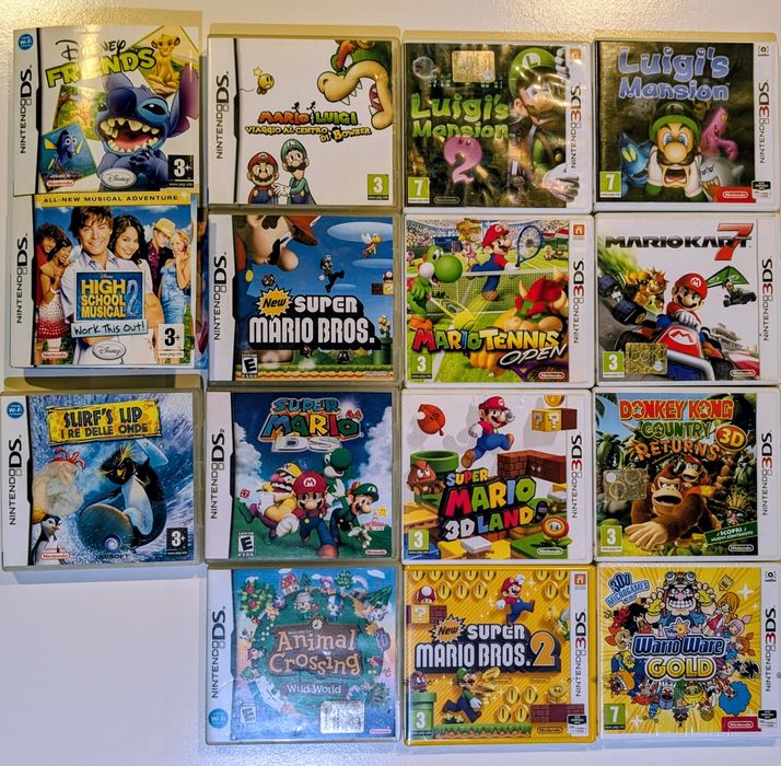 Lot pachet 15 jocuri 3DS și DS Mario Luigi Donkey
