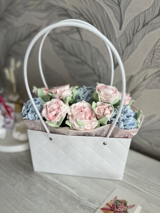 Букет на пасху украшения для кулича цветы из зефира