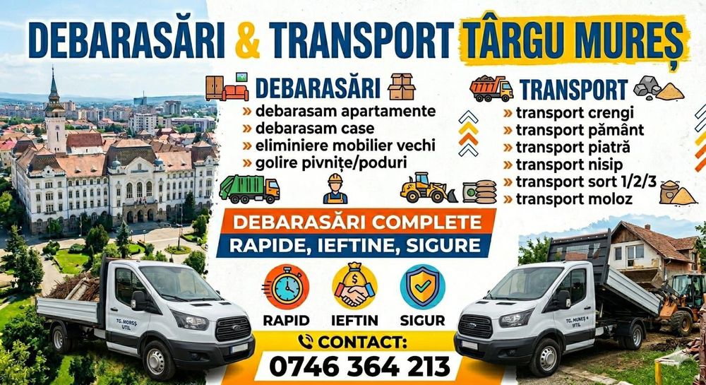 Transport moloz,piatră,sort1,2,3,4, mobila,debarasari