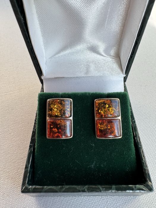 Cercei din argint si chihlimbar