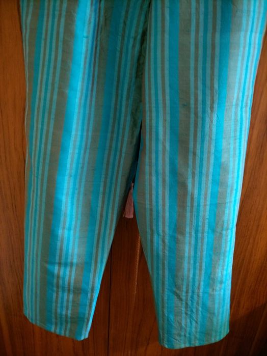 Pantaloni Poupee, din matase naturala 100%, de culoare turcoaz, mar M- 38, noi