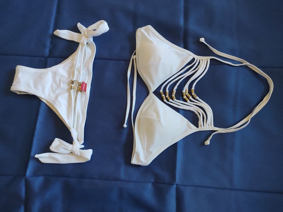 Costum de baie Sexy Elegant Yamamay Alb si Metal Auriu 2 piese
