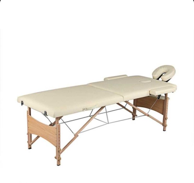 трисекторна козметична масажна кушетка алуминиева бяла  масажно легло