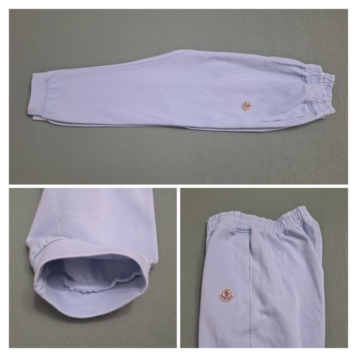 Moncler pantaloni trening din 100% bumbac, albastru deschis