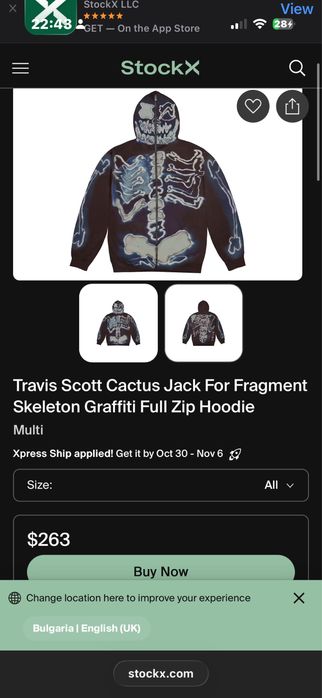 Travis scott cactus jack fragment skeleton jacket