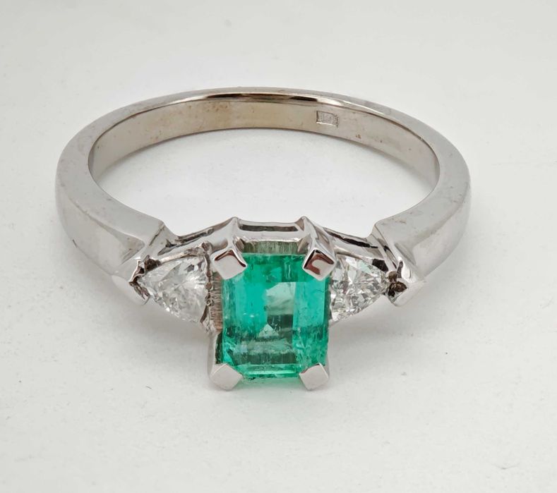 Inel smarald si diamante naturale 1.1ct certificat GSL