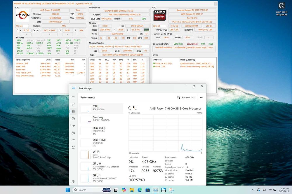 PC Gaming Ryzen 7 9800X3D RX 9070 XT 16GB