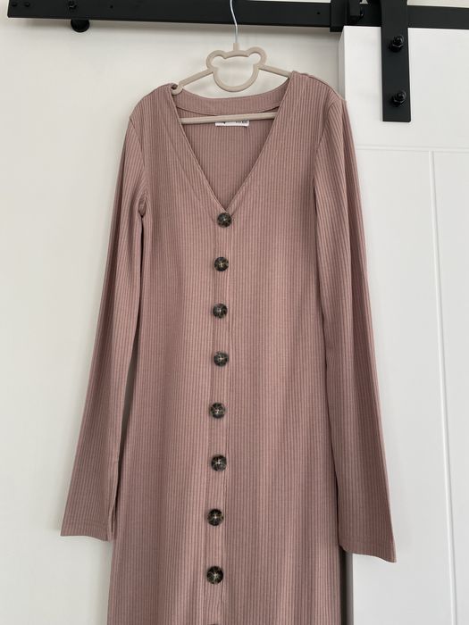 Rochie midi culoare taupe, XXS, Sinsay