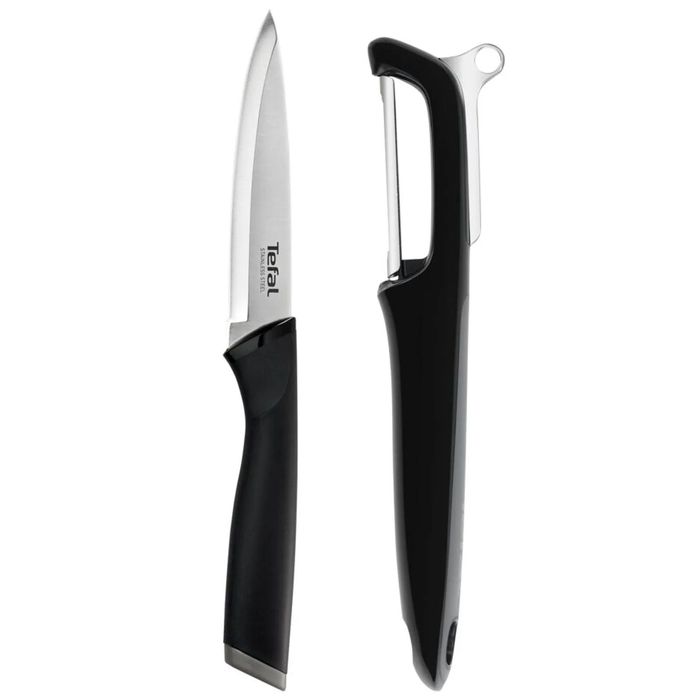Set cuțit și dispozitiv pentru decojire Tefal, lame oțel inoxidabil, 12 cm, negru/inox, nou
