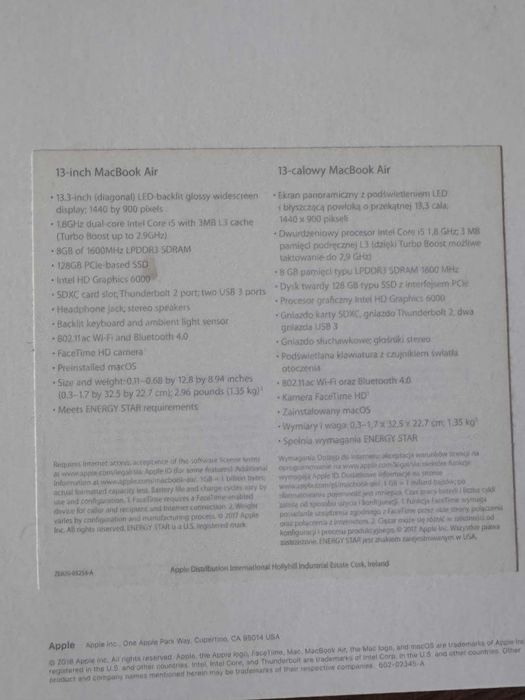 MacBook air 13 inch 2017