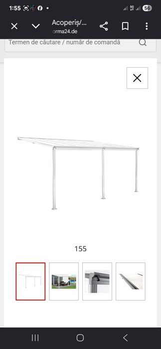 Acoperiș/verandă din aluminiu pentru terasă, aprox. 434 x 303 x 258 cm - Alb