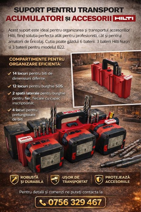 Hilti Nuron/HiltiB22-suport transport si organizator baterii+accesorii