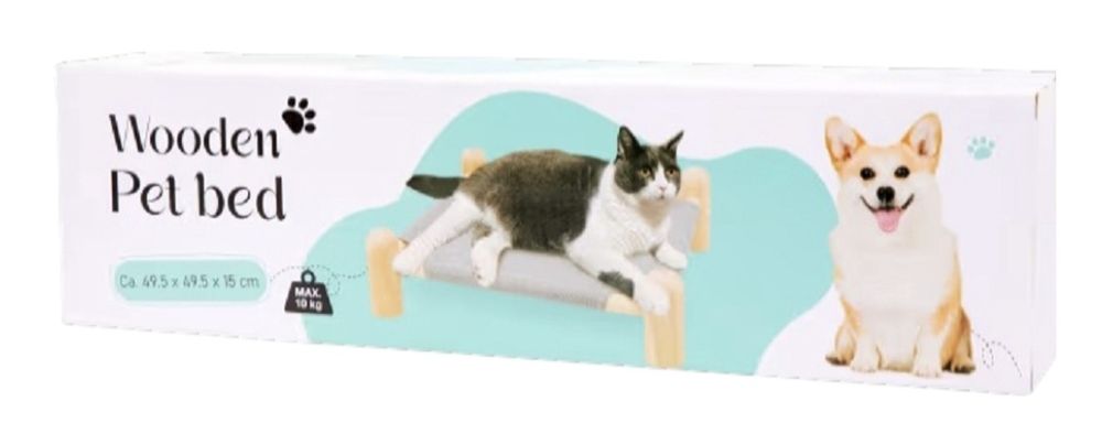 Дървено легло за кучета и котки 10 кг 49,5 x 49,5 x 15 см