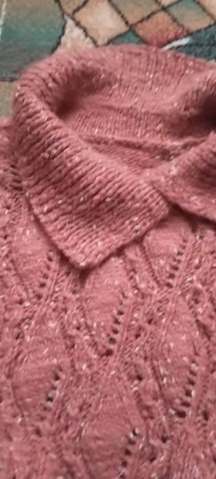 Pulover lână 100, %, plămânii, lung lucrat manual