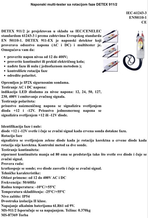 Detector/Tester de tensiune Dexter 12V-400V