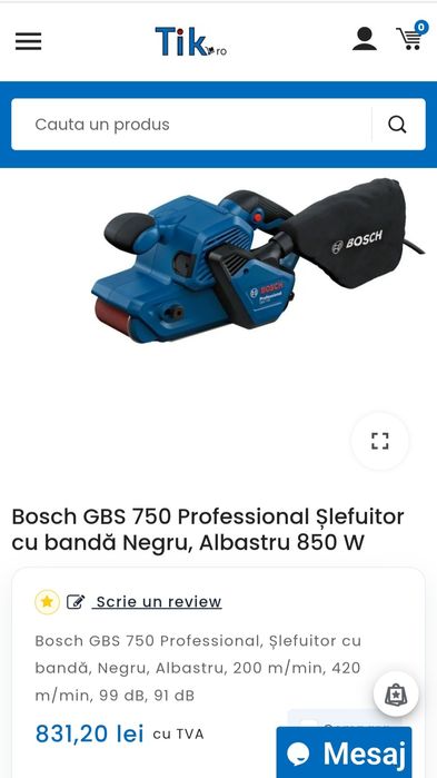 Bosch GBS 750 Professional Șlefuitor cu bandă Negru, Albastru 850 W, sigilat