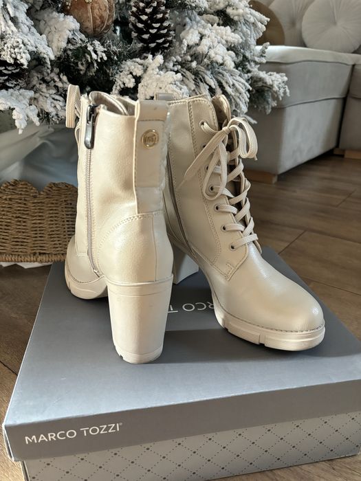 Кожени кубинки Marco Tozzi - Крем, Размер 39
