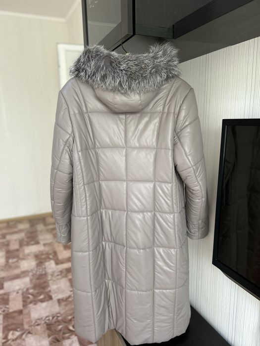 Пуховик кожанный