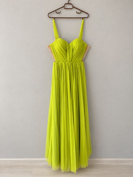 Rochie lungă de ocazie verde lime