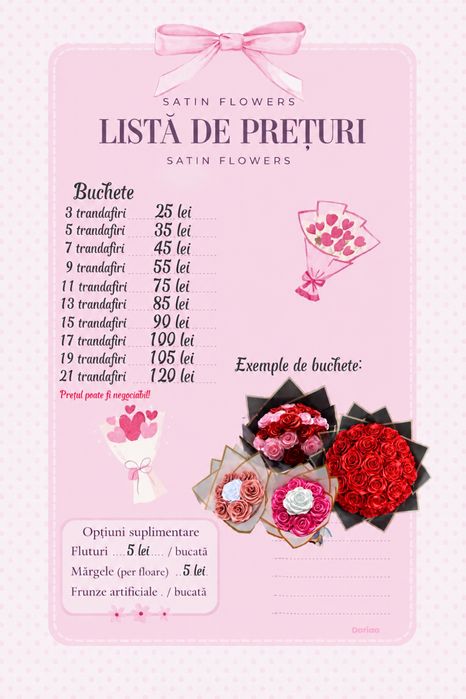 Trandafiri de satin la comandă