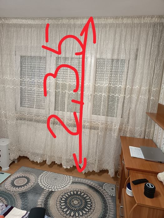 Perdea crem, 235/550, stare impecabilă