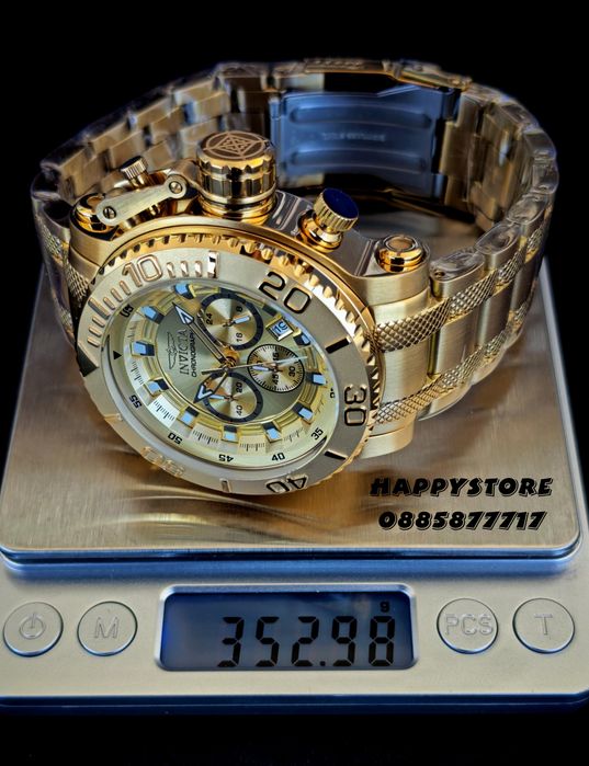 INVICTA Chrono Full metal Gold 52 mm, Инвикта нов ръчен часовник